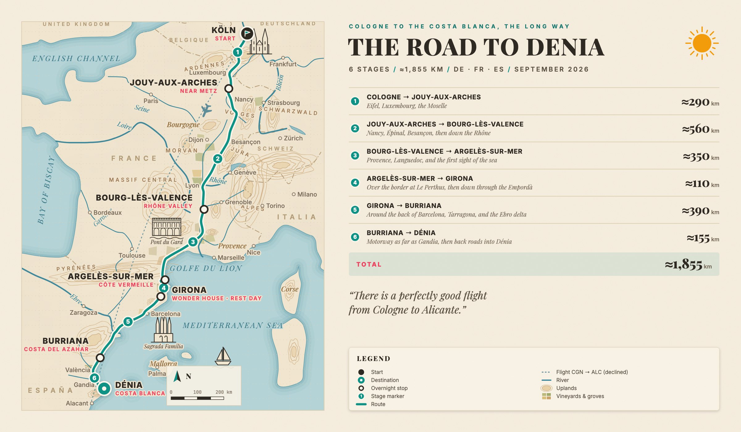 Master route map for The Road to Denia